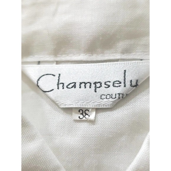 Yue Hwa Champsely Couture 38/8/Med Linen Red Roses Appliques Short Sleeve Blouse - Picture 12 of 12